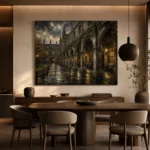 Rainy University Cloister Dark Academia Wall Art Canvas Print - Image 5