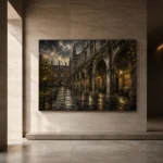 Rainy University Cloister Dark Academia Wall Art Canvas Print - Image 6
