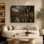 Rainy University Cloister Dark Academia Wall Art Canvas Print - Image 7