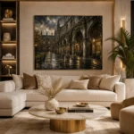 Rainy University Cloister Dark Academia Wall Art Canvas Print - Image 9