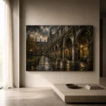 Rainy University Cloister Dark Academia Wall Art Canvas Print - Image 10