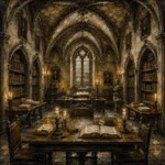 Candlelit University Library Dark Academia Wall Art Canvas Print