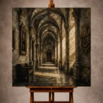 Sunlit University Corridor Dark Academia Wall Art Canvas Print - Image 10