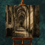 Sunlit University Corridor Dark Academia Wall Art Canvas Print - Image 11