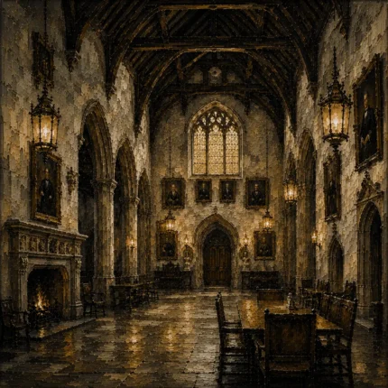 Old University Great Hall Dark Academia Wall Art Canvas Print
