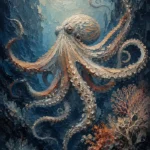 Deep Blue Octopus Underwater Wall Art Canvas Print