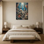 Majestic Coral Cathedral Underwater Wall Art Canvas Print showcased in an elegant minimalist interior