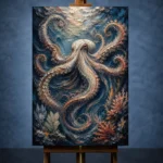 Midnight Octopus Dance Underwater Wall Art Canvas Print - Image 2