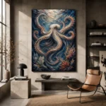 Midnight Octopus Dance Underwater Wall Art Canvas Print - Image 3