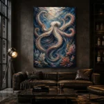 Midnight Octopus Dance Underwater Wall Art Canvas Print - Image 4