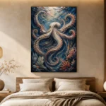 Midnight Octopus Dance Underwater Wall Art Canvas Print - Image 6