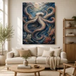 Midnight Octopus Dance Underwater Wall Art Canvas Print - Image 7