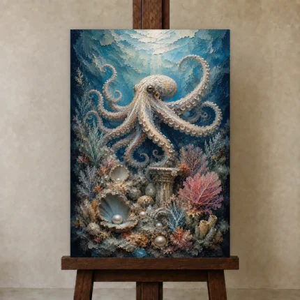 Graceful Pearl Reef Underwater Wall Art Canvas Print shown in Studio Easel