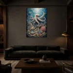Graceful Pearl Reef Underwater Wall Art Canvas Print shown in a warm modern interior