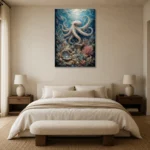 Graceful Pearl Reef Underwater Wall Art Canvas Print showcased in an elegant minimalist interior