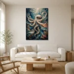 Elegant Ocean Currents Underwater Wall Art Canvas Print styled in a refined neutral interior