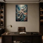 Elegant Ocean Currents Underwater Wall Art Canvas Print displayed in a contemporary gallery-inspired room
