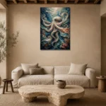 Elegant Ocean Currents Underwater Wall Art Canvas Print presented in a sophisticated home setting