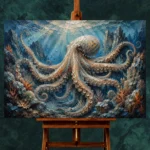 Expansive Octopus Seascape Underwater Wall Art Canvas Print - Image 2