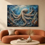 Expansive Octopus Seascape Underwater Wall Art Canvas Print - Image 3