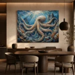 Expansive Octopus Seascape Underwater Wall Art Canvas Print - Image 4