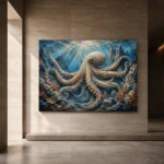 Expansive Octopus Seascape Underwater Wall Art Canvas Print - Image 5