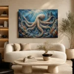 Expansive Octopus Seascape Underwater Wall Art Canvas Print - Image 6