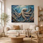 Expansive Octopus Seascape Underwater Wall Art Canvas Print - Image 7