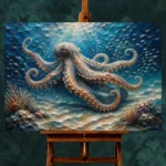 Tranquil Octopus Seafloor Underwater Wall Art Canvas Print - Image 2
