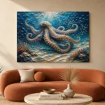 Tranquil Octopus Seafloor Underwater Wall Art Canvas Print - Image 3
