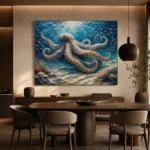 Tranquil Octopus Seafloor Underwater Wall Art Canvas Print - Image 4