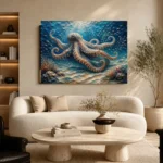 Tranquil Octopus Seafloor Underwater Wall Art Canvas Print - Image 6