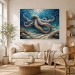 Tranquil Octopus Seafloor Underwater Wall Art Canvas Print - Image 7