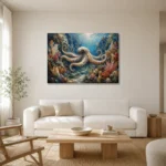Panoramic Reef Corridor Underwater Wall Art Canvas Print styled in a refined neutral interior