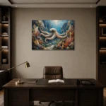 Panoramic Reef Corridor Underwater Wall Art Canvas Print displayed in a contemporary gallery-inspired room