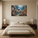 Panoramic Reef Corridor Underwater Wall Art Canvas Print showcased in an elegant minimalist interior
