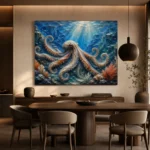 Sapphire Ocean Octopus Underwater Wall Art Canvas Print - Image 4