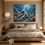 Sapphire Ocean Octopus Underwater Wall Art Canvas Print - Image 8