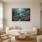 Panoramic Kelp Forest Underwater Wall Art Canvas Print styled in a refined neutral interior