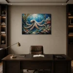 Panoramic Kelp Forest Underwater Wall Art Canvas Print displayed in a contemporary gallery-inspired room