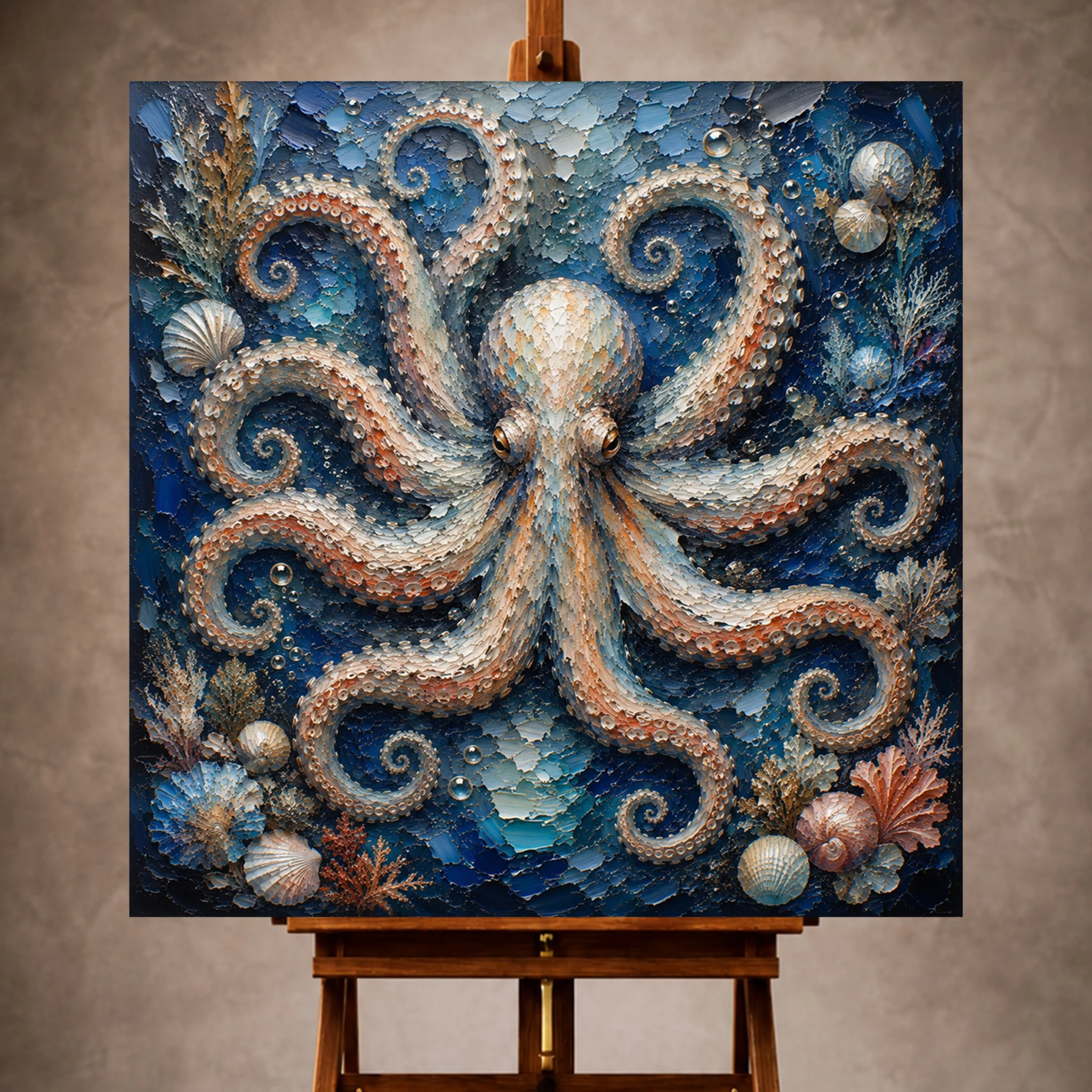 Premium Wall Art Kare Html Edition – UNWATR016 Image 1 Radiant Octopus Underwater Wall Art Canvas Print - Image 1
