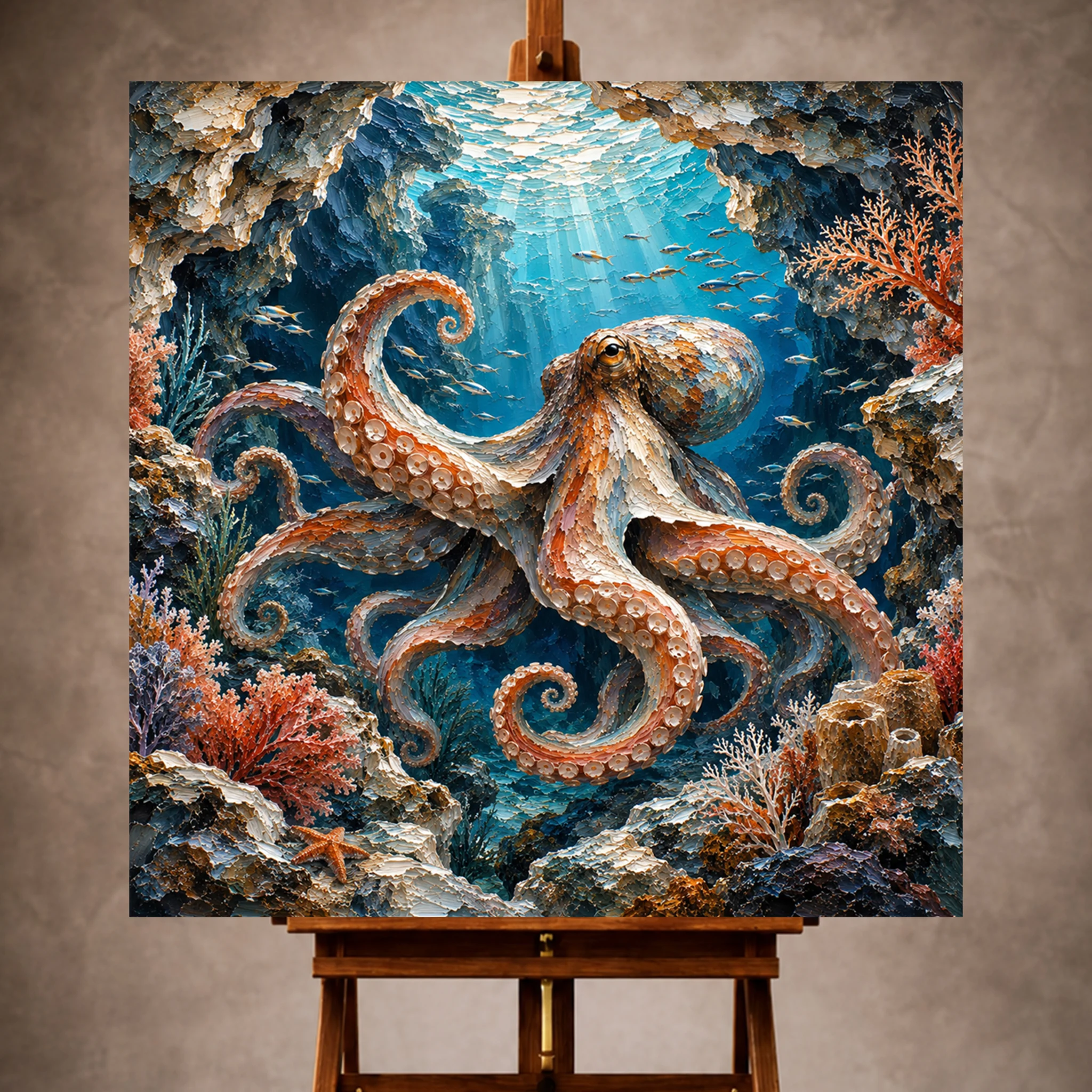 Premium Wall Art Kare Html Edition – UNWATR017 Image 1 Secluded Grotto Underwater Wall Art Canvas Print - Image 1