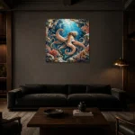 Secluded Grotto Underwater Wall Art Canvas Print shown in a warm modern interior
