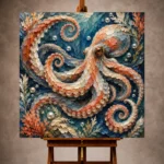 Spiral Octopus Underwater Wall Art Canvas Print