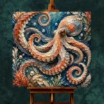 Spiral Octopus Underwater Wall Art Canvas Print - Image 2