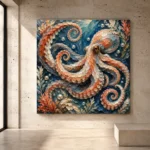 Spiral Octopus Underwater Wall Art Canvas Print - Image 3