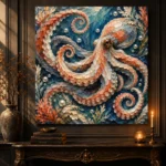 Spiral Octopus Underwater Wall Art Canvas Print - Image 4