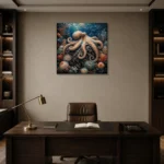 Majestic Volcanic Reef Underwater Wall Art Canvas Print displayed in a contemporary gallery-inspired room