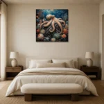Majestic Volcanic Reef Underwater Wall Art Canvas Print showcased in an elegant minimalist interior