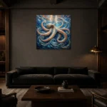 Shimmering Currents Underwater Wall Art Canvas Print shown in a warm modern interior